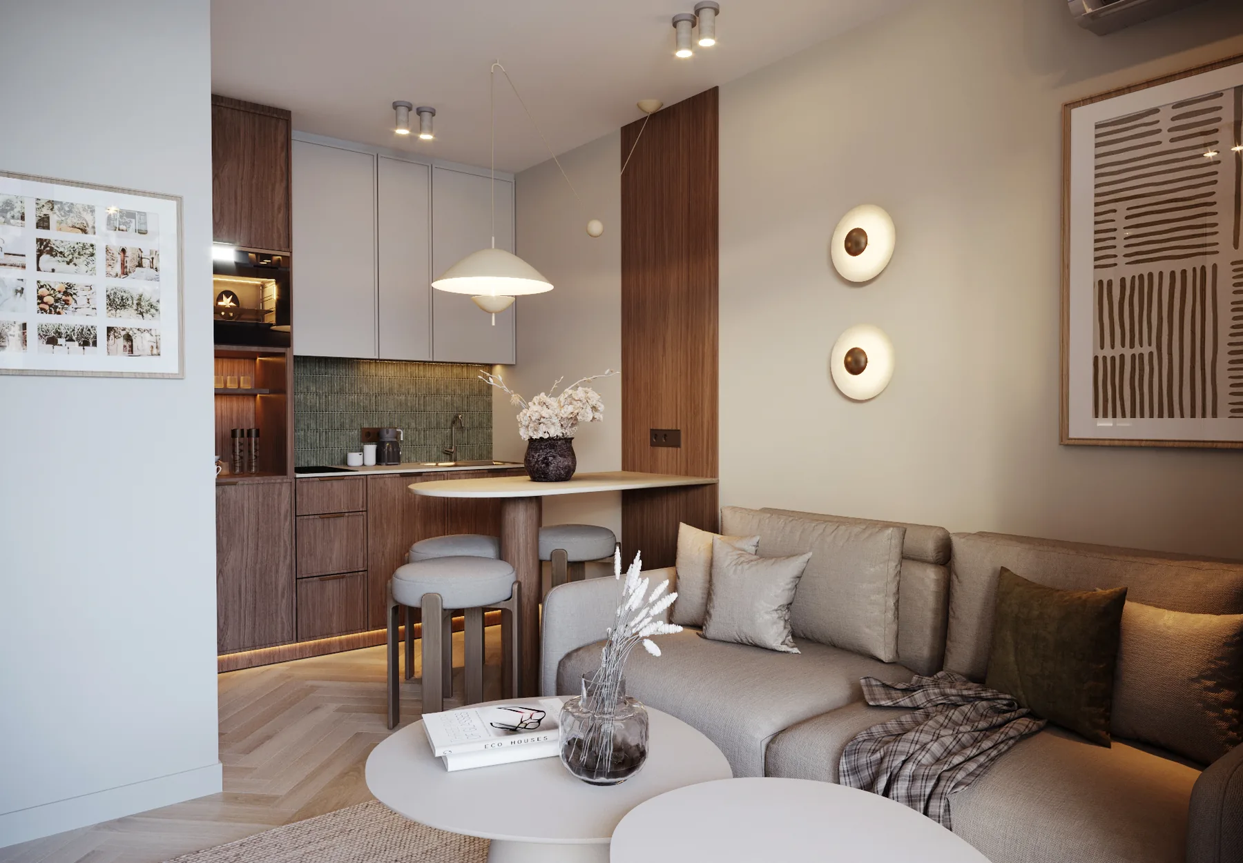 Salon i jadalnia — wizualizacja projektu KMN Studio